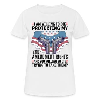 Droits des armes à feu Amateur d’armes à feu 2e changement Propriétaires d’armes à feu - T-shirt respirant Femme - blanc - Devant - AI Model Female 172 dark (172cm)