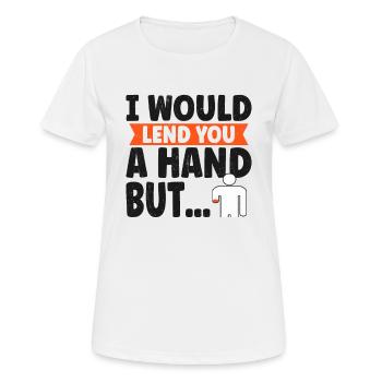 Amputation de l’amputation du bras de la main requise - T-shirt respirant Femme - blanc - Devant - AI Model Female 172 dark (172cm)