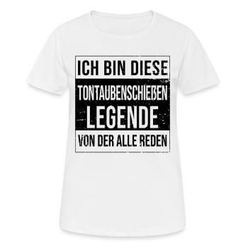 Wurfscheibenschießen geboren Legende - Frauen T-Shirt atmungsaktiv - Weiß - Vorne - AI Model Female 172 dark (172cm)
