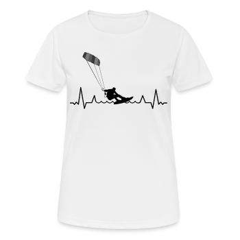 Kitesurf Kiteboard Kitesurfen Kitesurf Herzschlag - Frauen T-Shirt atmungsaktiv - Weiß - Vorne - AI Model Female 172 dark (172cm)