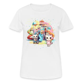 Chaton Chaton Fille Aire de jeux pour enfants Crème glacée - T-shirt respirant Femme - blanc - Devant - AI Model Female 172 dark (172cm)