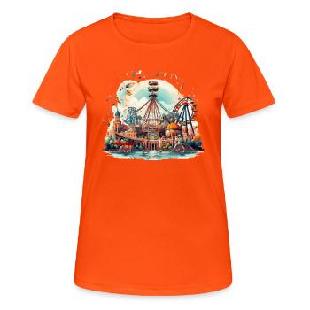 Parc d’attractions Foire, Fête foraine, Festival folklorique - T-shirt respirant Femme - orange néon - Devant - AI Model Female 172 dark (172cm)