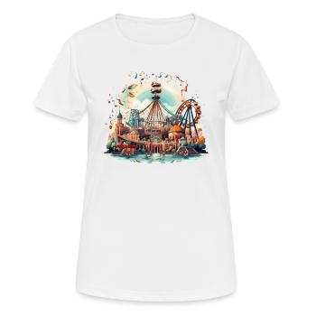Freizeitpark Jahrmarkt Rummelplatz Volksfest - Frauen T-Shirt atmungsaktiv - Weiß - Vorne - AI Model Female 172 dark (172cm)