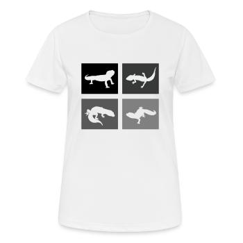 Terrarium Reptilien Aquarium Echsen Leopard-Geckos - Frauen T-Shirt atmungsaktiv - Weiß - Vorne - AI Model Female 172 dark (172cm)