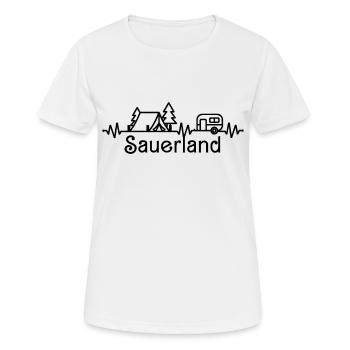 Sauerland Caravan Camping Randonnée Battement de cœur - T-shirt respirant Femme - blanc - Devant - AI Model Female 172 dark (172cm)