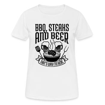 Steaks BBQ & bière Bière BBQ barbecue grillades - T-shirt respirant Femme - blanc - Devant - AI Model Female 172 dark (172cm)
