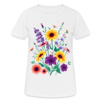 Comme un bouquet de fleurs - T-shirt respirant Femme - blanc - Devant - AI Model Female 172 dark (172cm)