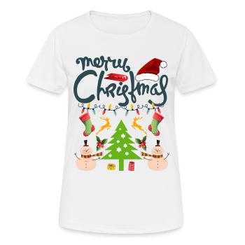 Frohe Weihnachten, Frohe Weihnachten, Frohe Weihnachten - Frauen T-Shirt atmungsaktiv - Weiß - Vorne - AI Model Female 172 dark (172cm)
