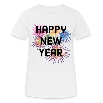 Frohes Neues Jahr, Frohes Neues Jahr, Neues Jahr, Neues Jahr - Frauen T-Shirt atmungsaktiv - Weiß - Vorne - AI Model Female 172 dark (172cm)