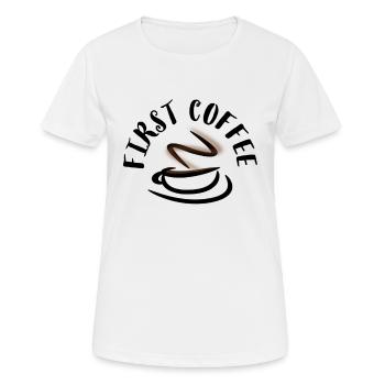 Café, Café, Café, Café, Café, Drôle - T-shirt respirant Femme - blanc - Devant - AI Model Female 172 dark (172cm)
