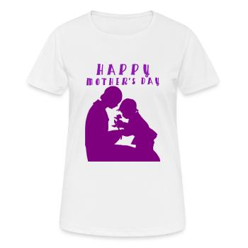 Fête des Mères, Fête des Mères, Fête des Mères, Fête des Mères - T-shirt respirant Femme - blanc - Devant - AI Model Female 172 dark (172cm)