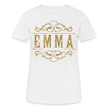 Emma gold - Frauen T-Shirt atmungsaktiv - Weiß - Vorne - AI Model Female 172 dark (172cm)