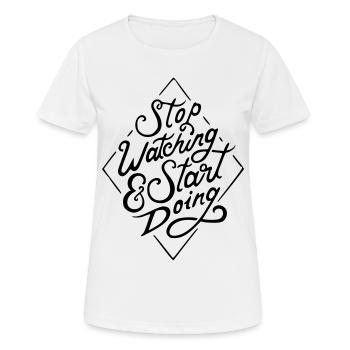 arrêter de regarder - T-shirt respirant Femme - blanc - Devant - AI Model Female 172 dark (172cm)