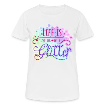Glitzer Regenbogen Pastellfarben Life is glitter - Frauen T-Shirt atmungsaktiv - Weiß - Vorne - AI Model Female 172 dark (172cm)