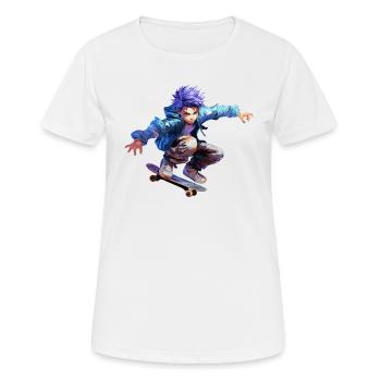 Anime Skater - T-shirt respirant Femme - blanc - Devant - AI Model Female 172 dark (172cm)