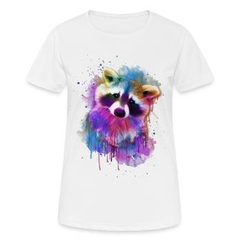 Raccoon / Watercolor / Rainbow Design - Women's Breathable T-Shirt - white - Front - AI Model Female 172 dark (172cm)