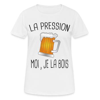 La pression je la bois / Bière - T-shirt respirant Femme - blanc - Devant - AI Model Female 172 dark (172cm)