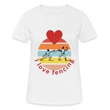 I love fencing - Frauen T-Shirt atmungsaktiv - Weiß - Vorne - AI Model Female 172 dark (172cm)