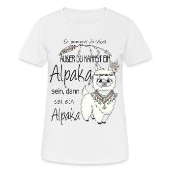 Alpaka Sei immer du selbst - Frauen T-Shirt atmungsaktiv - Weiß - Vorne - AI Model Female 172 dark (172cm)