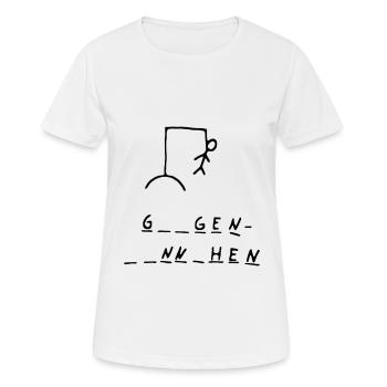Galgenmännchen - Frauen T-Shirt atmungsaktiv - Weiß - Vorne - AI Model Female 172 dark (172cm)