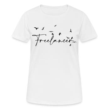 Travailleur indépendant - T-shirt respirant Femme - blanc - Devant - AI Model Female 172 dark (172cm)