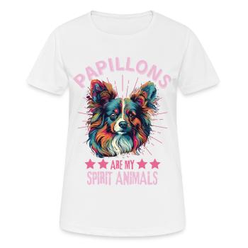 Papillon Hund Liebhaber Bunter Zwergspaniel - Frauen T-Shirt atmungsaktiv - Weiß - Vorne - AI Model Female 172 dark (172cm)