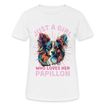 Papillon Hund Liebhaber Bunter Zwergspaniel - Frauen T-Shirt atmungsaktiv - Weiß - Vorne - AI Model Female 172 dark (172cm)