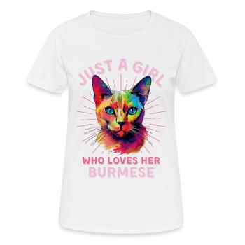 Burma Katze Liebhaber Bunte Burma Katze - Frauen T-Shirt atmungsaktiv - Weiß - Vorne - AI Model Female 172 dark (172cm)