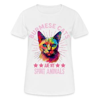 Burma Katze Liebhaber Bunte Burma Katze - Frauen T-Shirt atmungsaktiv - Weiß - Vorne - AI Model Female 172 dark (172cm)
