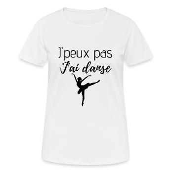 J'peux pas j'ai danse danseuse ballerine - T-shirt respirant Femme - blanc - Devant - AI Model Female 172 dark (172cm)
