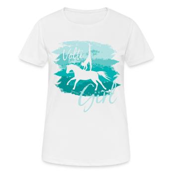 Volti Girl Pferdesport Voltigieren by TinaShirts - Frauen T-Shirt atmungsaktiv - Weiß - Vorne - AI Model Female 172 dark (172cm)