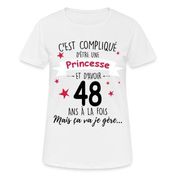 Femme Princesse 48 Ans - T-shirt respirant Femme - blanc - Devant - AI Model Female 172 dark (172cm)