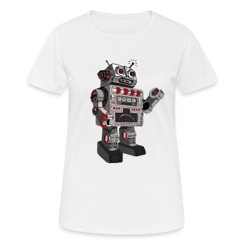 roboter robby mr. robot scifi android toy retro pc - Frauen T-Shirt atmungsaktiv - Weiß - Vorne - AI Model Female 172 dark (172cm)