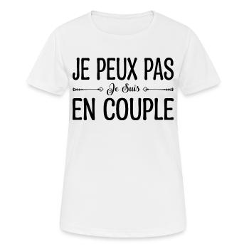 je peux pas je suis en couple. cadeau couple. - T-shirt respirant Femme - blanc - Devant - AI Model Female 172 dark (172cm)
