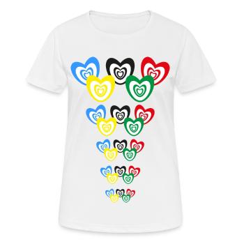 Wilde Sportspiele mit bunten Herzen. - Frauen T-Shirt atmungsaktiv - Weiß - Vorne - AI Model Female 172 dark (172cm)