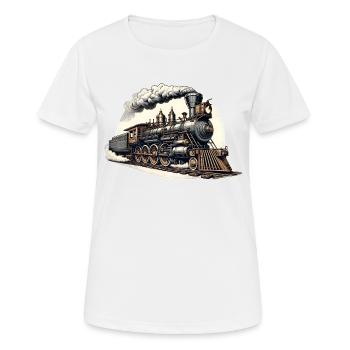 Western Steam Locomotive Steam Locomotive Graphic - Women's Breathable T-Shirt - white - Front - AI Model Female 172 dark (172cm)