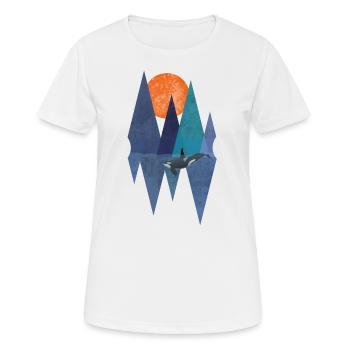Conception d'épaulard orque polygone - T-shirt respirant Femme - blanc - Devant - AI Model Female 172 dark (172cm)