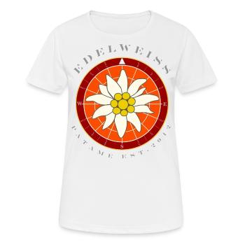 Edelweiss - Frauen T-Shirt atmungsaktiv - Weiß - Vorne - AI Model Female 172 dark (172cm)