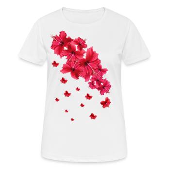 Hibiscus,Flower,Lotus,Blossom,Floral,Hibiscus Blossom - Women's Breathable T-Shirt - white - Front - AI Model Female 172 dark (172cm)