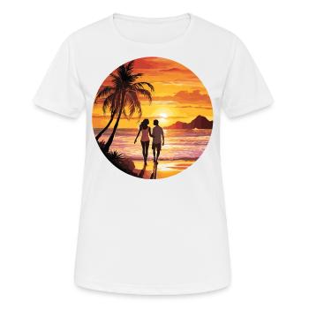 Strand Romantisches Paar - Frauen T-Shirt atmungsaktiv - Weiß - Vorne - AI Model Female 172 dark (172cm)