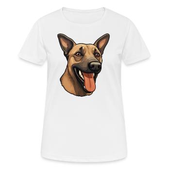 Malinois Hundegesicht Belgischer Schäferhund - Frauen T-Shirt atmungsaktiv - Weiß - Vorne - AI Model Female 172 dark (172cm)