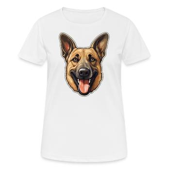 Malinois Hundegesicht Belgischer Schäferhund - Frauen T-Shirt atmungsaktiv - Weiß - Vorne - AI Model Female 172 dark (172cm)