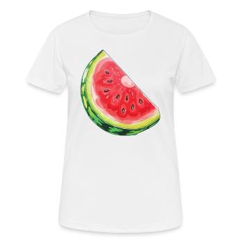 Watermelon slice quenching thirst - Women's Breathable T-Shirt - white - Front - AI Model Female 172 dark (172cm)