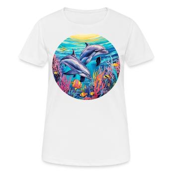 Delphin -lebendige Farben - Chromatische - Frauen T-Shirt atmungsaktiv - Weiß - Vorne - AI Model Female 172 dark (172cm)