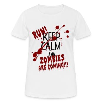 KEEP CALM AND Run! Zombies are Coming Halloween - Frauen T-Shirt atmungsaktiv - Weiß - Vorne - AI Model Female 172 dark (172cm)
