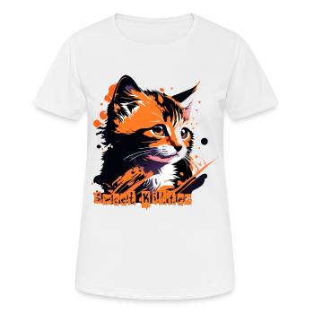 kleines Kätzchen, Katze getigert - Frauen T-Shirt atmungsaktiv - Weiß - Vorne - AI Model Female 172 dark (172cm)