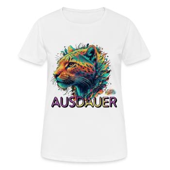 Werte mit Tieren: Ausdauer - Frauen T-Shirt atmungsaktiv - Weiß - Vorne - AI Model Female 172 dark (172cm)