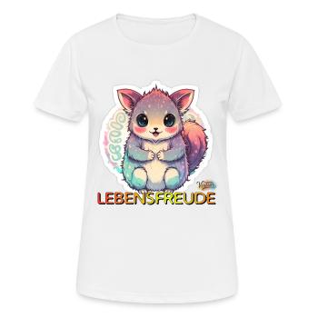 Werte mit Tieren: Lebensfreude - Frauen T-Shirt atmungsaktiv - Weiß - Vorne - AI Model Female 172 dark (172cm)