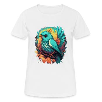 Blauer süßer gezeichneter Vogel - Frauen T-Shirt atmungsaktiv - Weiß - Vorne - AI Model Female 172 dark (172cm)