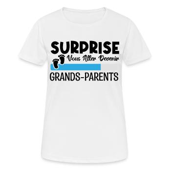 annonce grossesse grands parents. devenir grands. - T-shirt respirant Femme - blanc - Devant - AI Model Female 172 dark (172cm)